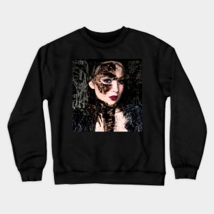 Beautiful girl, with mask. Like royal, but dark. Pale skin and red lips. So beautiful. Crewneck Sweatshirt